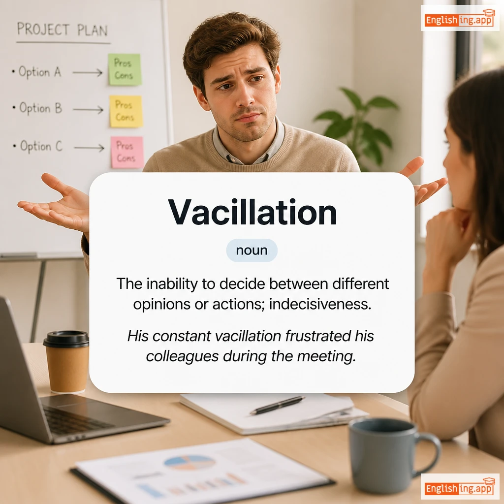 Vacillation definition card — visual illustration of the meaning