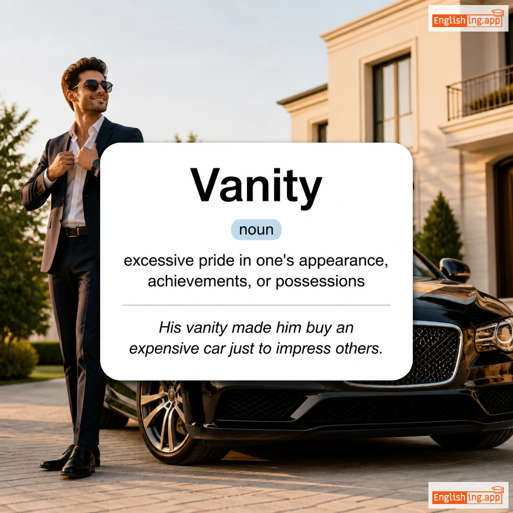Vanity definition card — visual illustration of the meaning