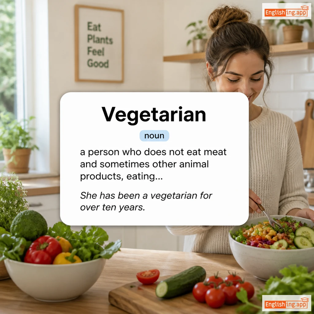 Vegetarian definition card — visual illustration of the meaning