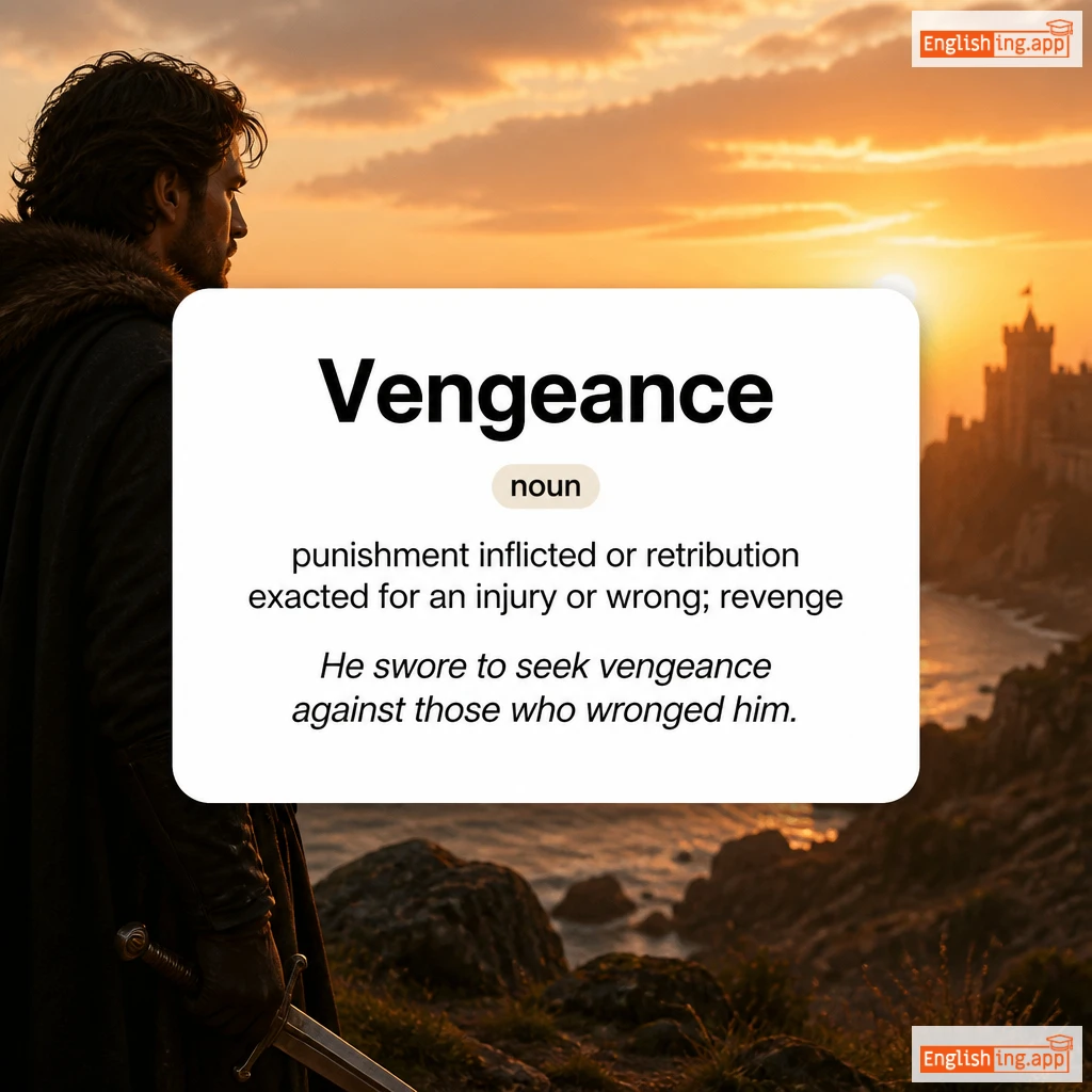 Vengeance definition card — visual illustration of the meaning