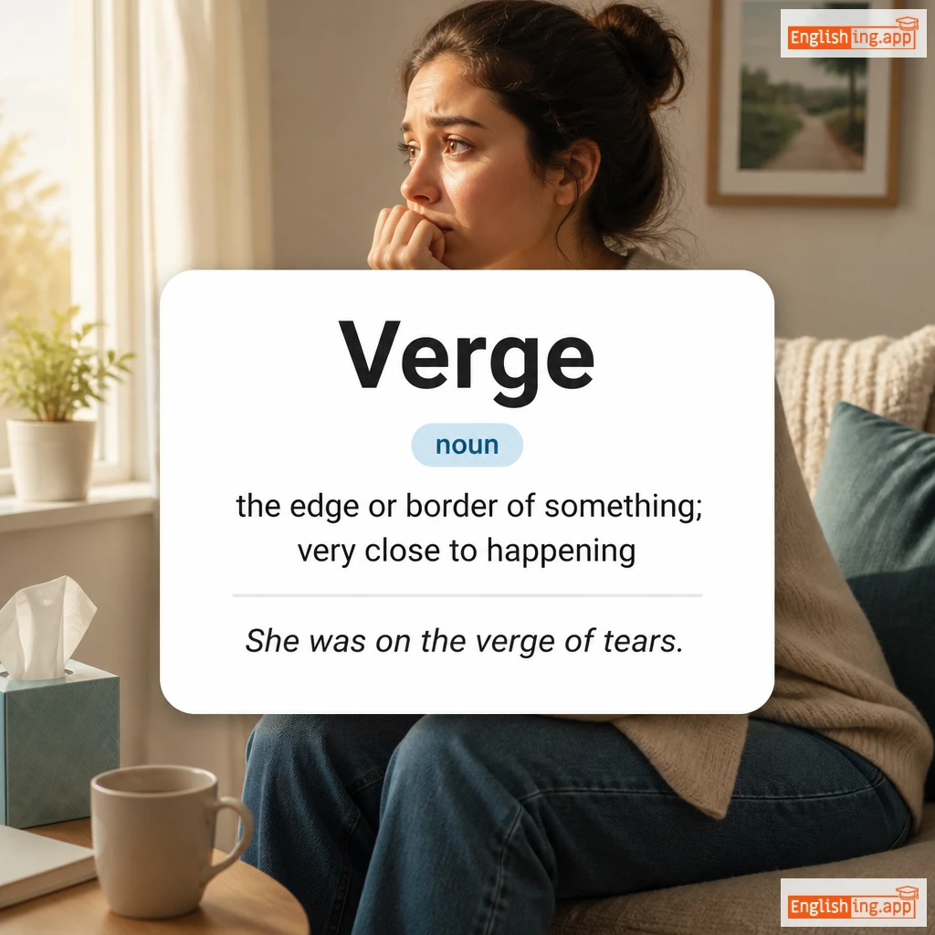 Verge definition card — visual illustration of the meaning