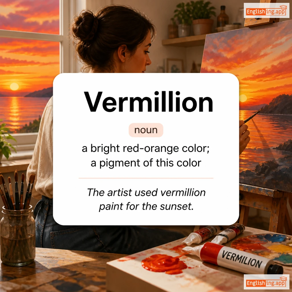 Vermillion definition card — visual illustration of the meaning