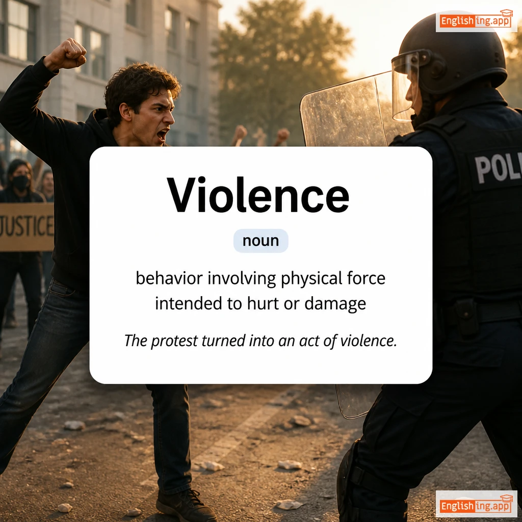 Violence definition card — visual illustration of the meaning
