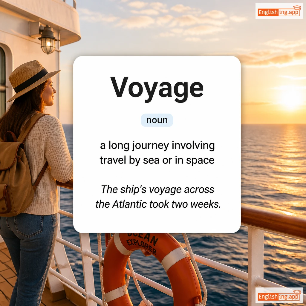 Voyage definition card — visual illustration of the meaning