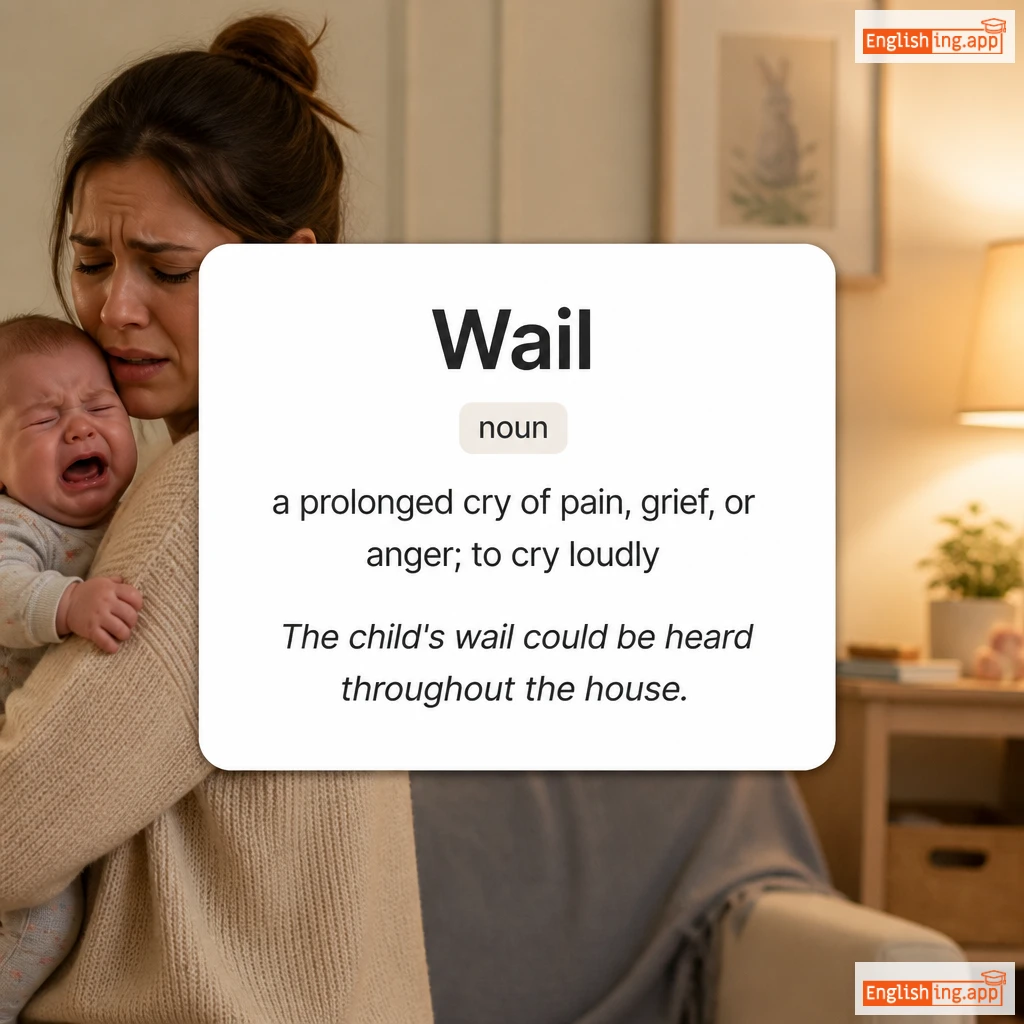 Wail definition card — visual illustration of the meaning