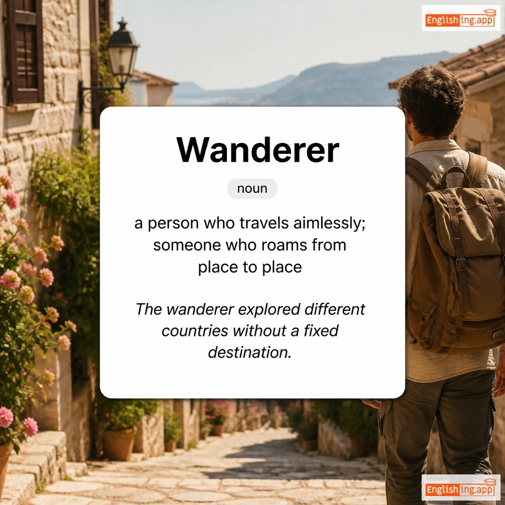 Wanderer definition card — visual illustration of the meaning