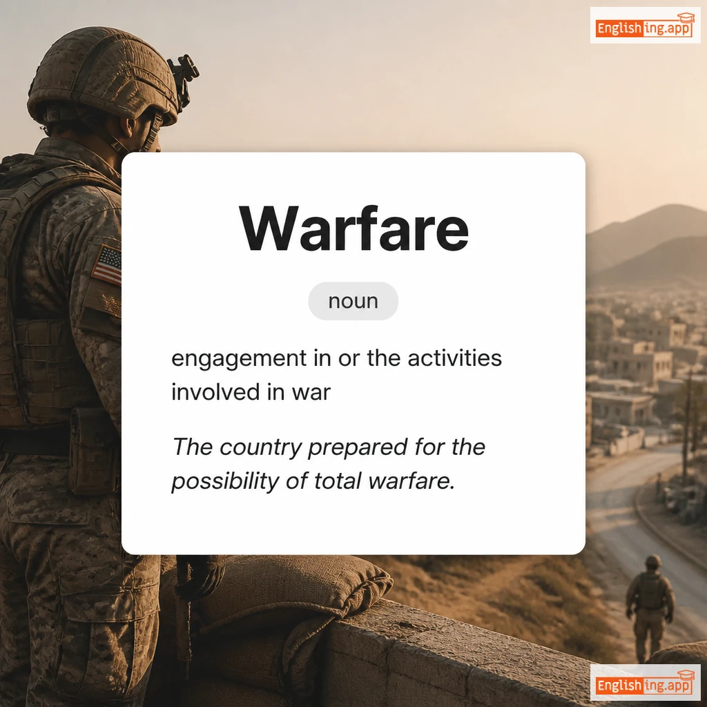 Warfare definition card — visual illustration of the meaning