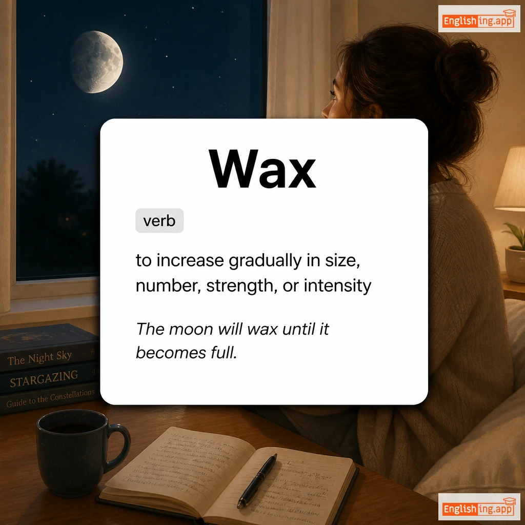 Wax definition card — visual illustration of the meaning
