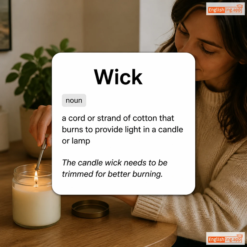 Wick definition card — visual illustration of the meaning