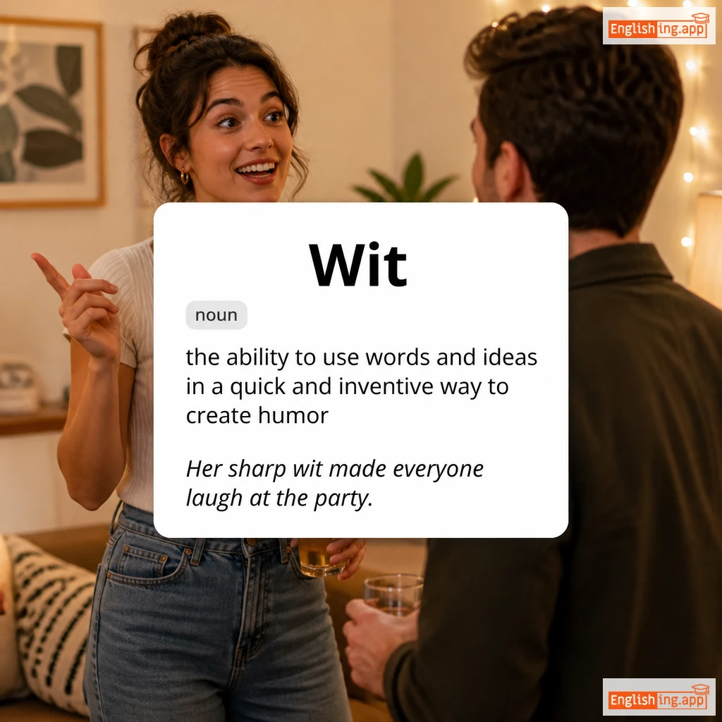 Wit definition card — visual illustration of the meaning