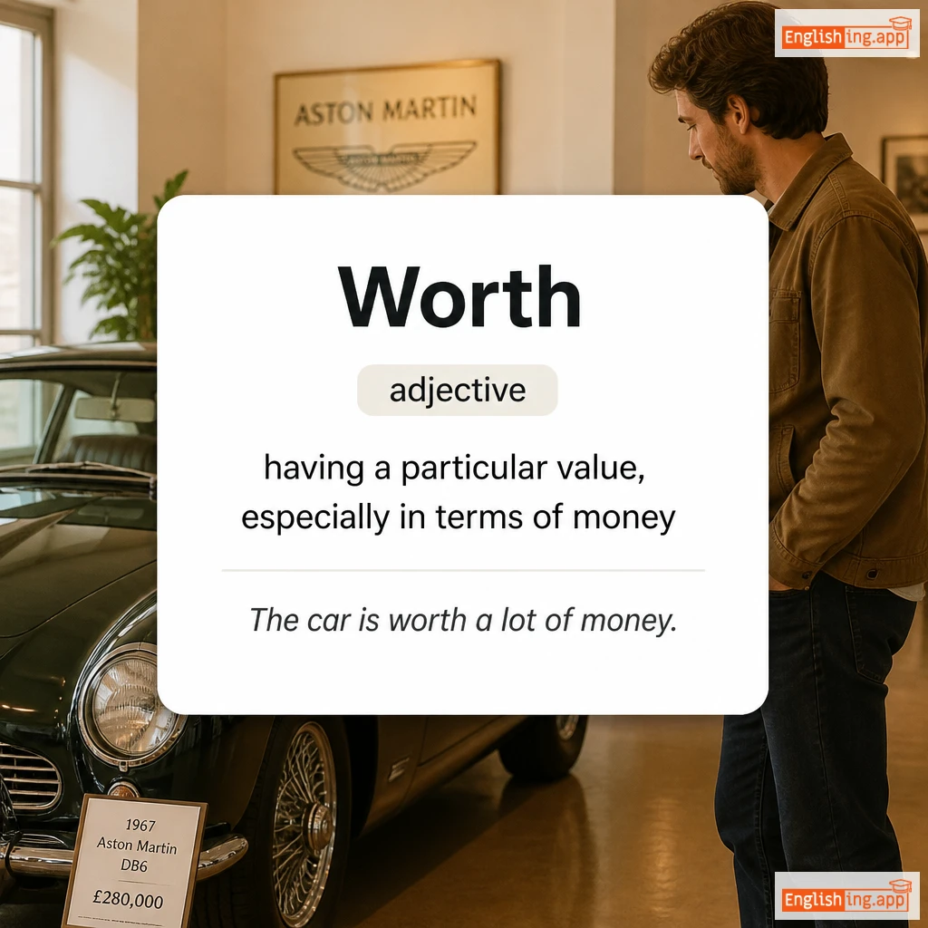 Worth definition card — visual illustration of the meaning