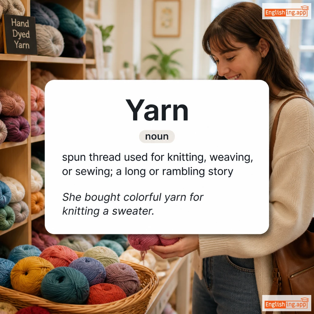Yarn definition card — visual illustration of the meaning