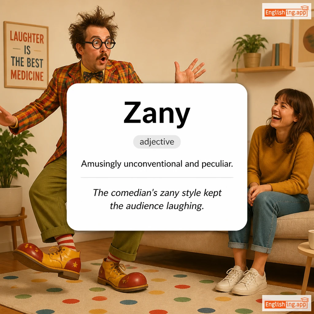 Zany definition card — visual illustration of the meaning