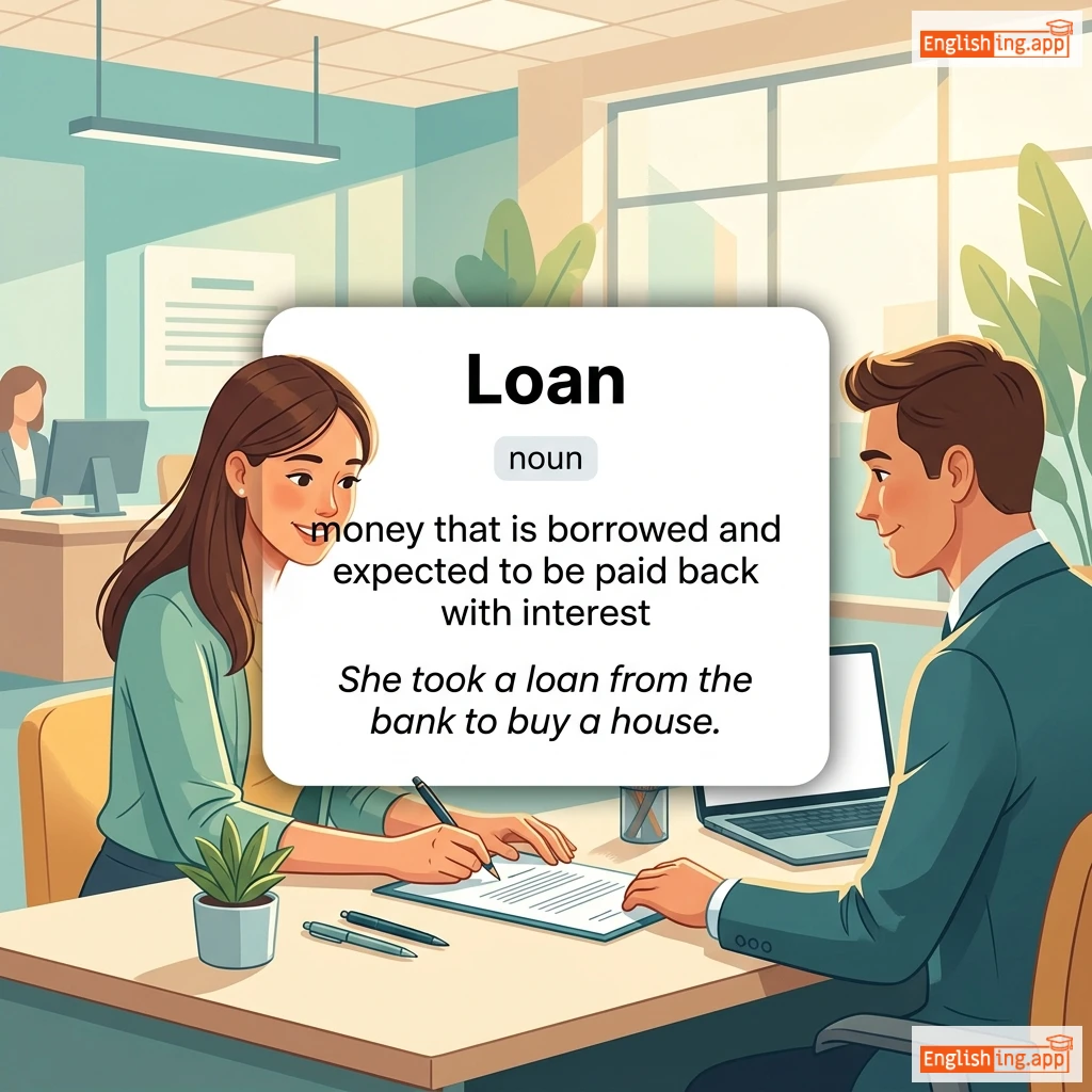 Loan definition card — visual illustration of the meaning