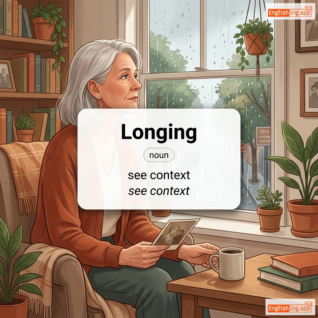 Longing definition card — visual illustration of the meaning