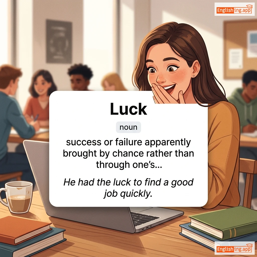 Luck definition card — visual illustration of the meaning