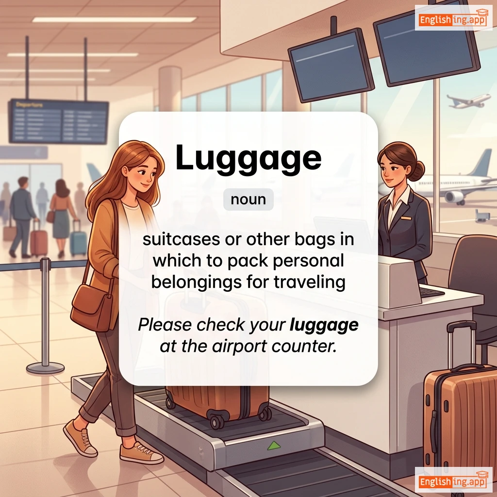 Luggage definition card — visual illustration of the meaning