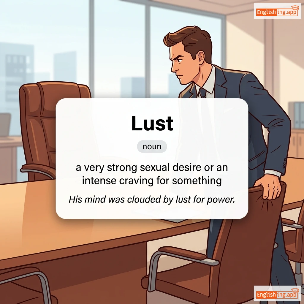 Lust definition card — visual illustration of the meaning