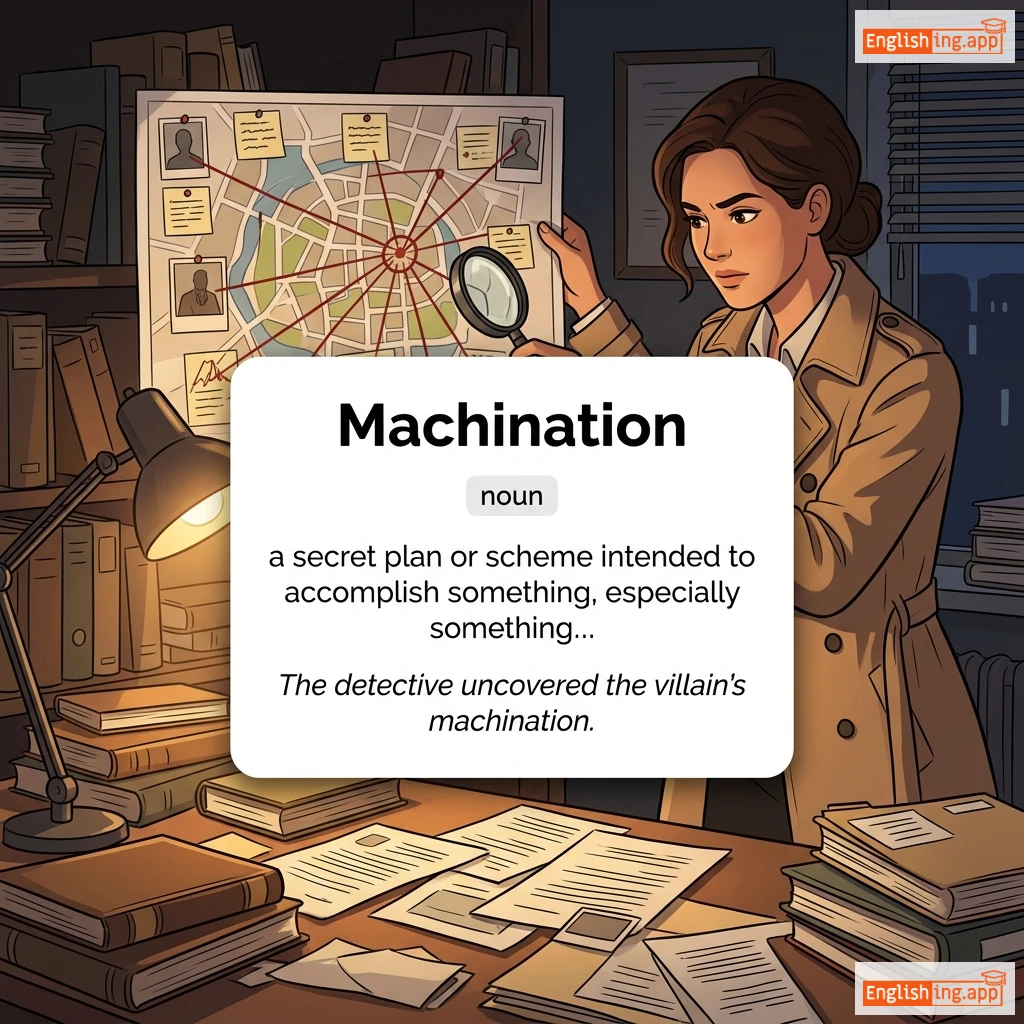 Machination definition card — visual illustration of the meaning