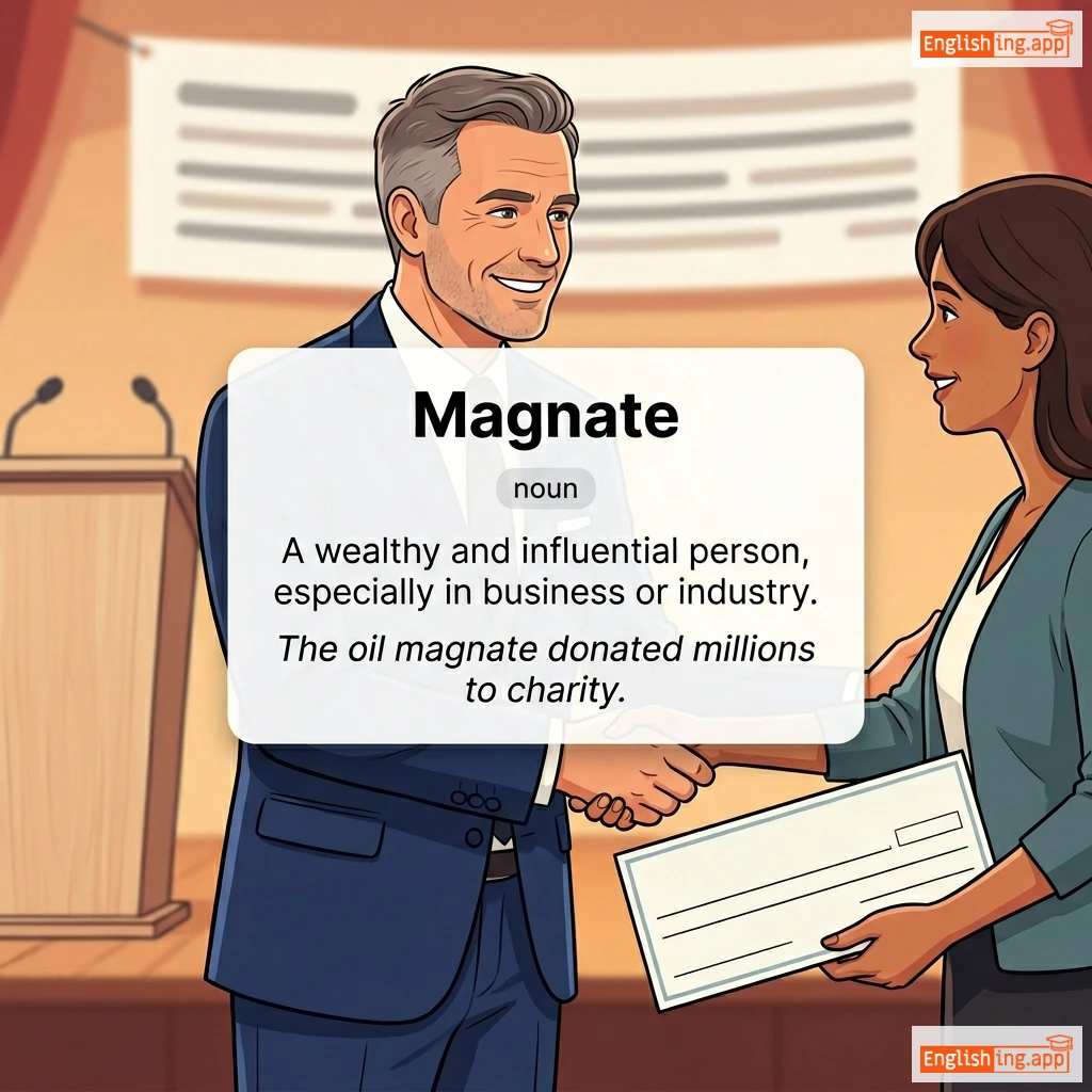 Magnate definition card — visual illustration of the meaning