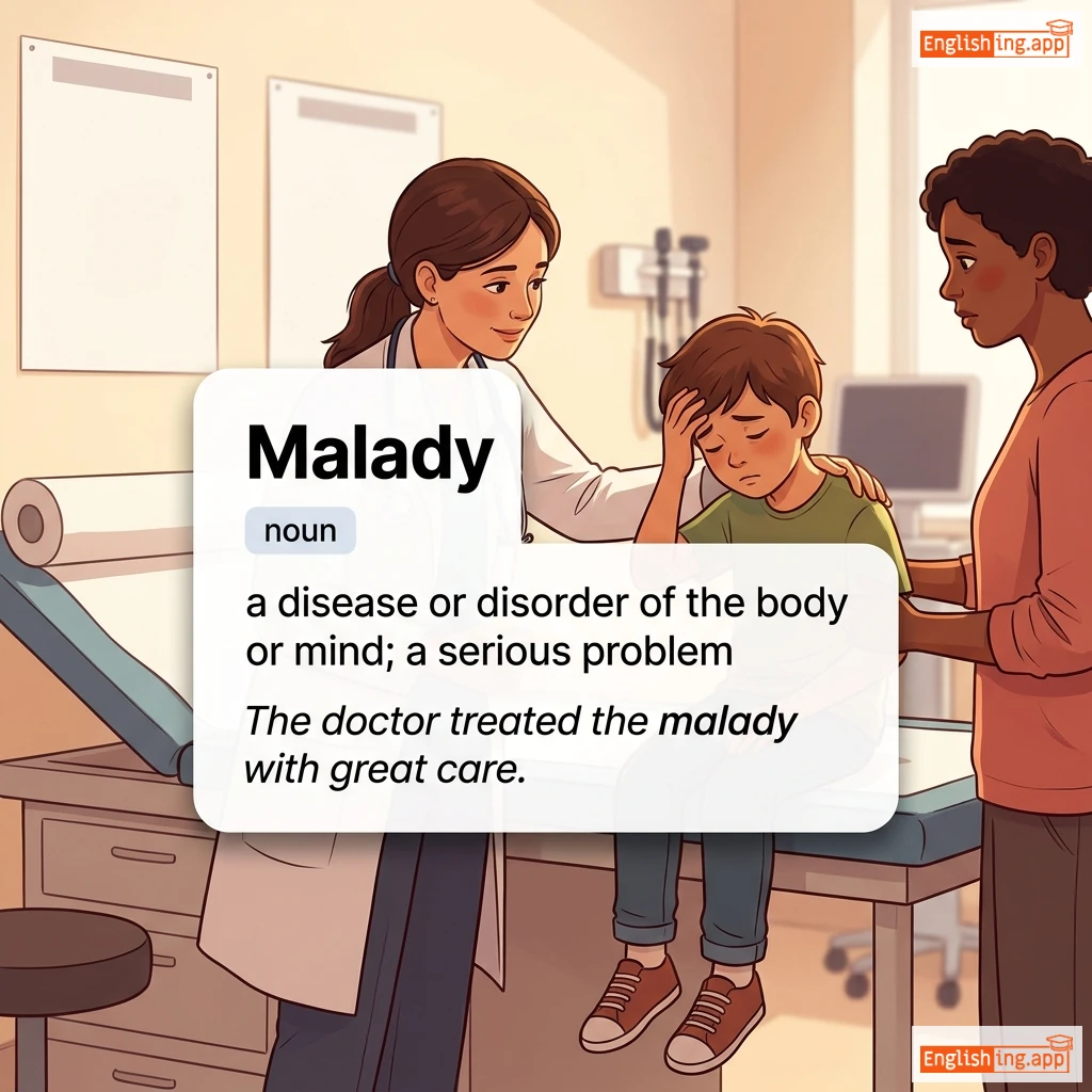 Malady definition card — visual illustration of the meaning