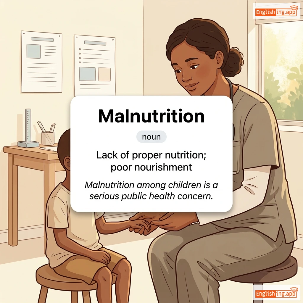 Malnutrition definition card — visual illustration of the meaning