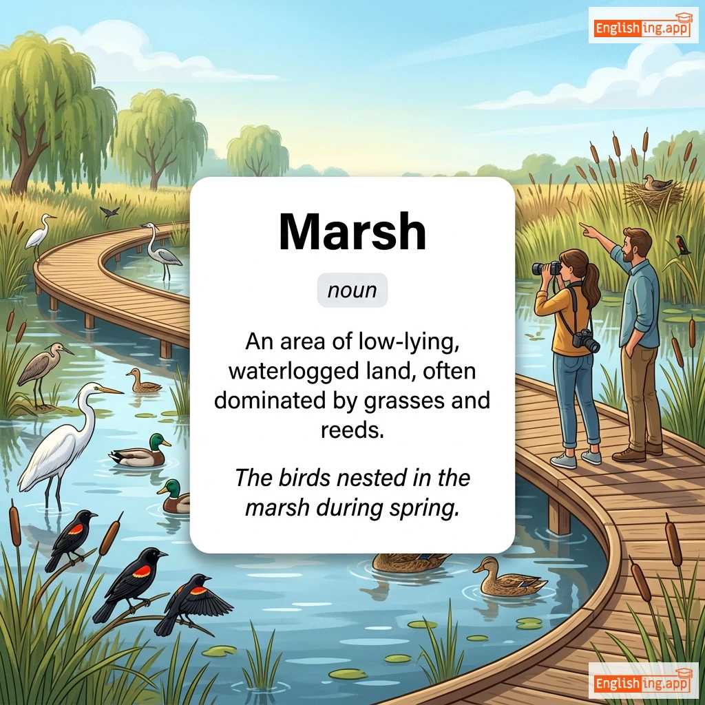 Marsh definition card — visual illustration of the meaning