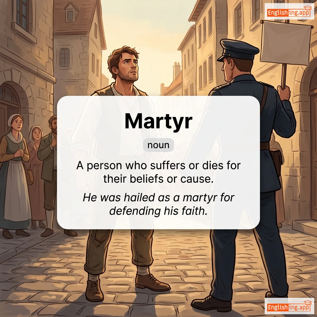 Martyr definition card — visual illustration of the meaning