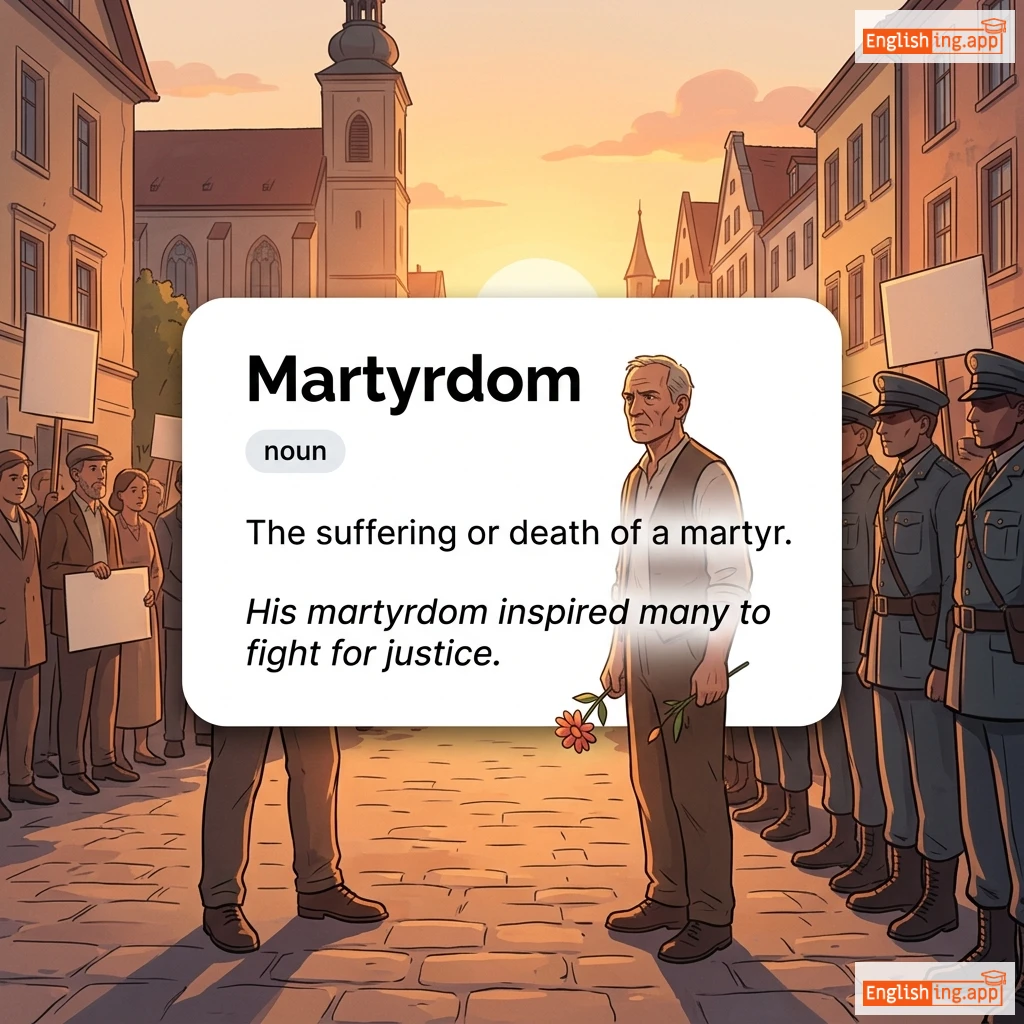 Martyrdom definition card — visual illustration of the meaning
