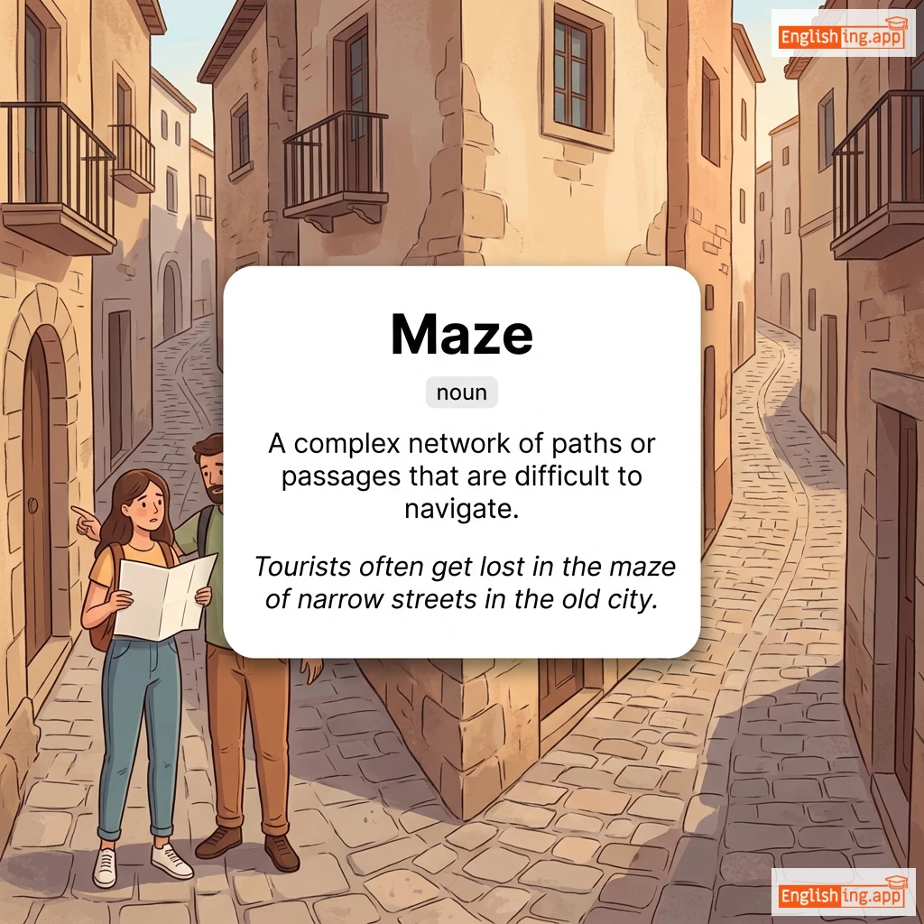 Maze definition card — visual illustration of the meaning