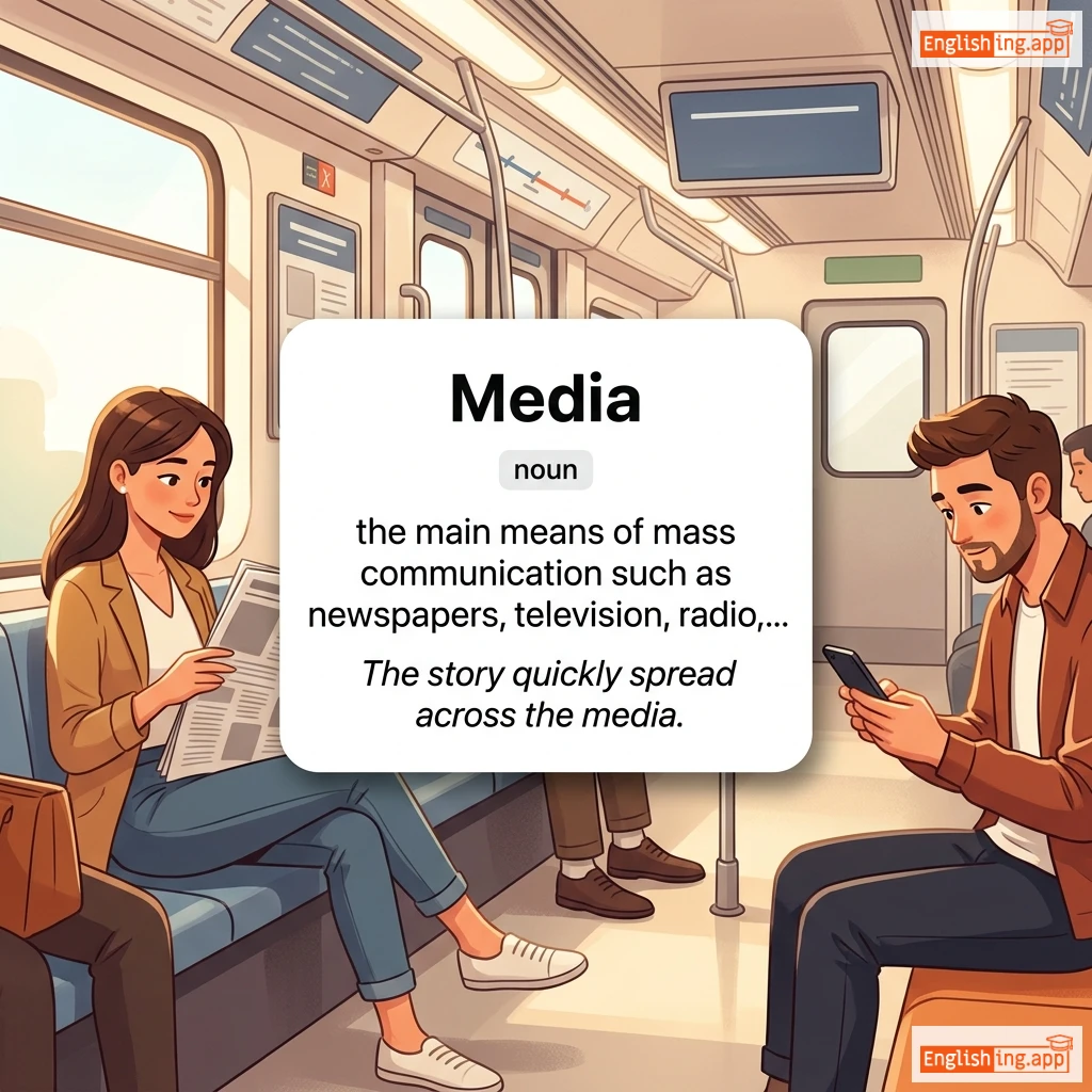 Media definition card — visual illustration of the meaning