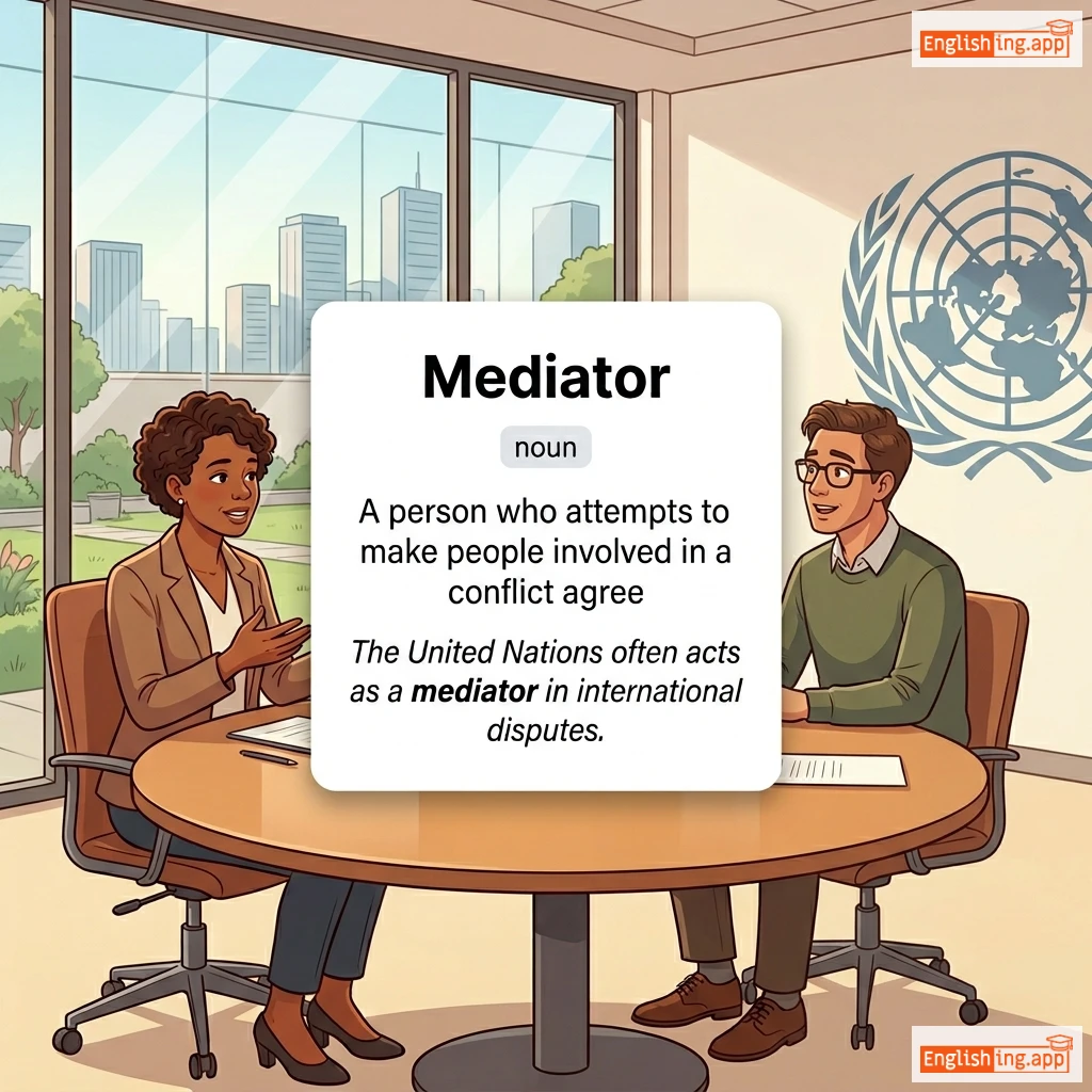 Mediator definition card — visual illustration of the meaning