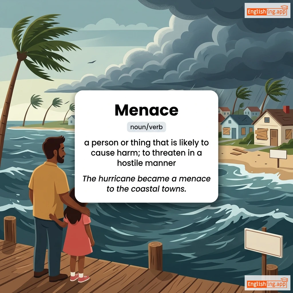 Menace definition card — visual illustration of the meaning