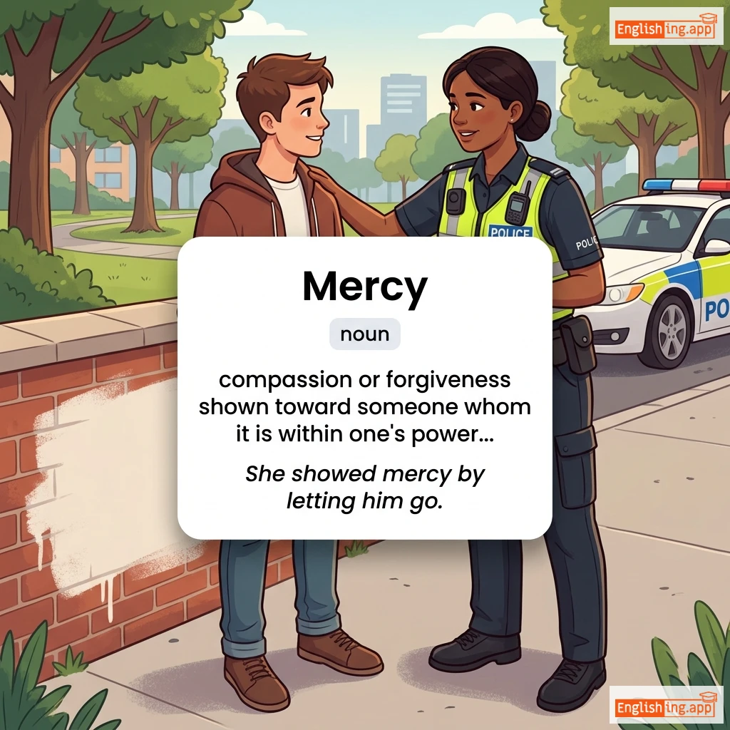 Mercy definition card — visual illustration of the meaning