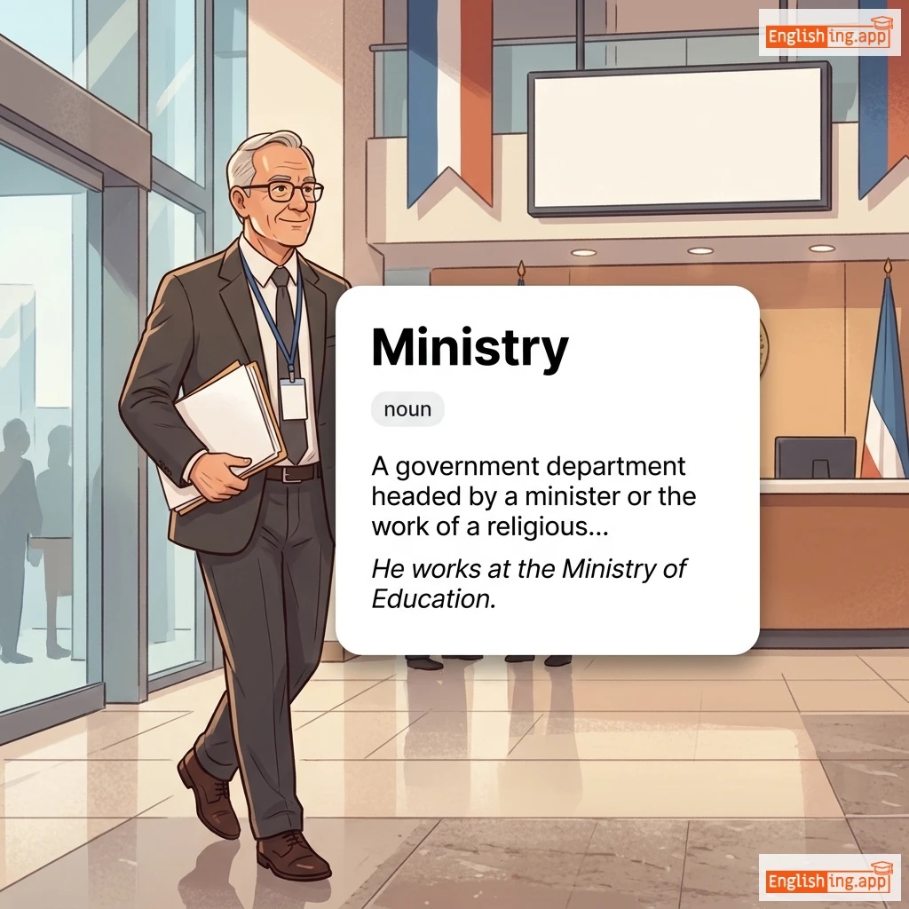 Ministry definition card — visual illustration of the meaning
