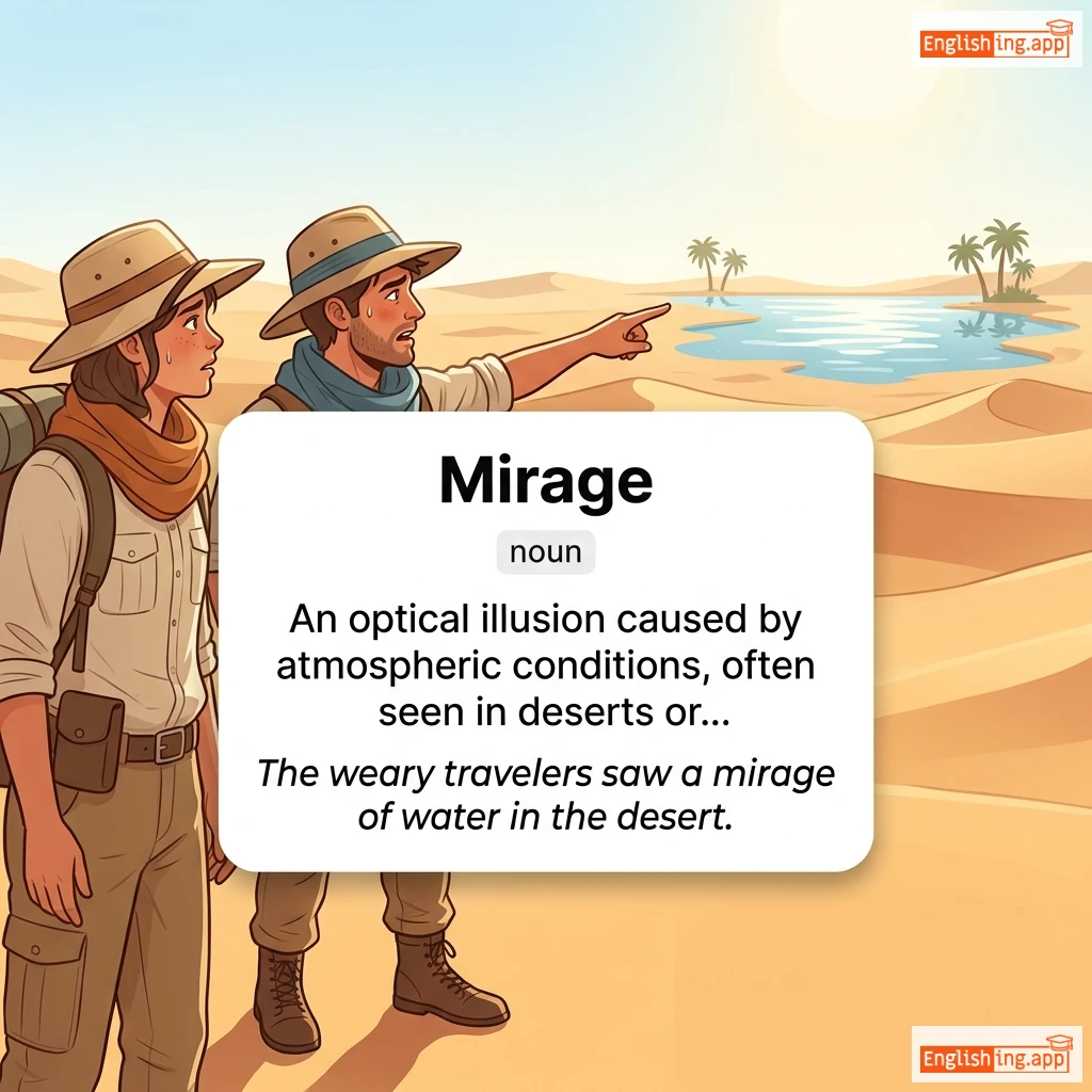 Mirage definition card — visual illustration of the meaning