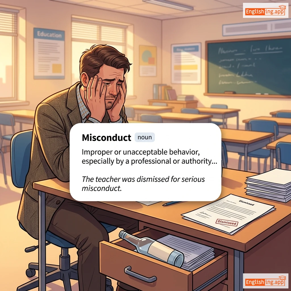 Misconduct definition card — visual illustration of the meaning