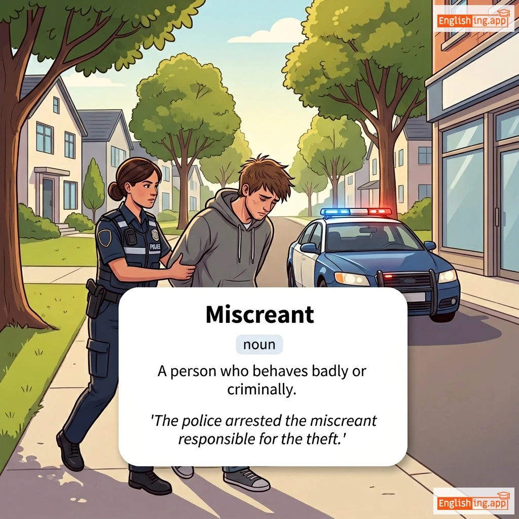 Miscreant definition card — visual illustration of the meaning