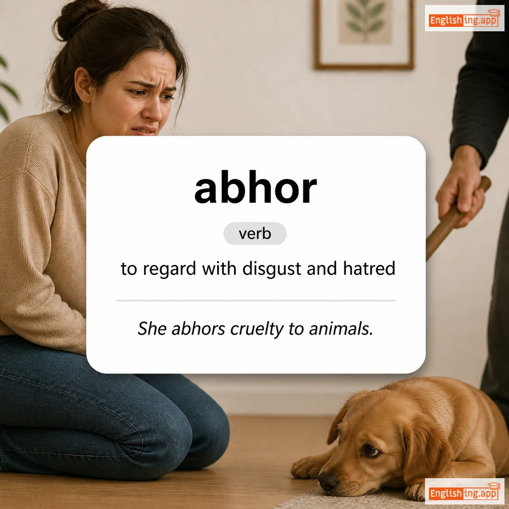 abhor definition card — visual illustration of the meaning