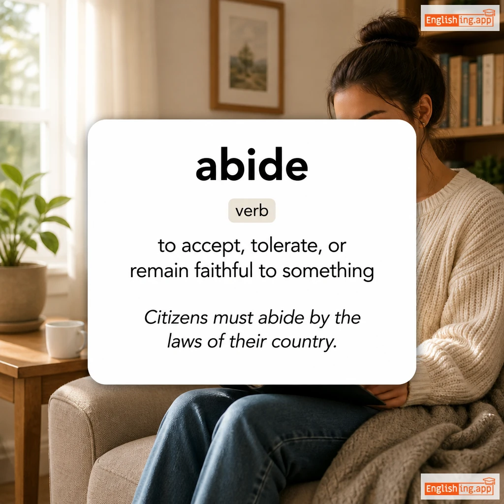abide definition card — visual illustration of the meaning