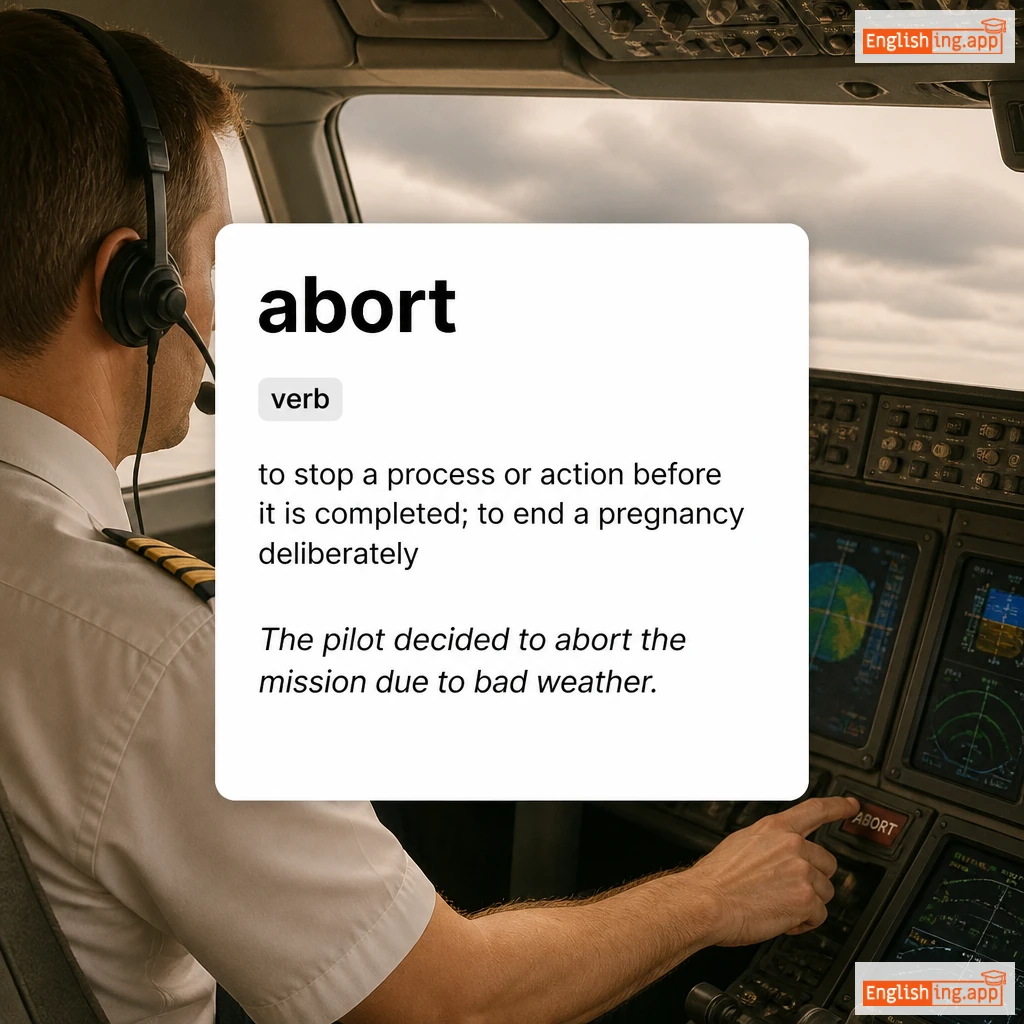 abort definition card — visual illustration of the meaning
