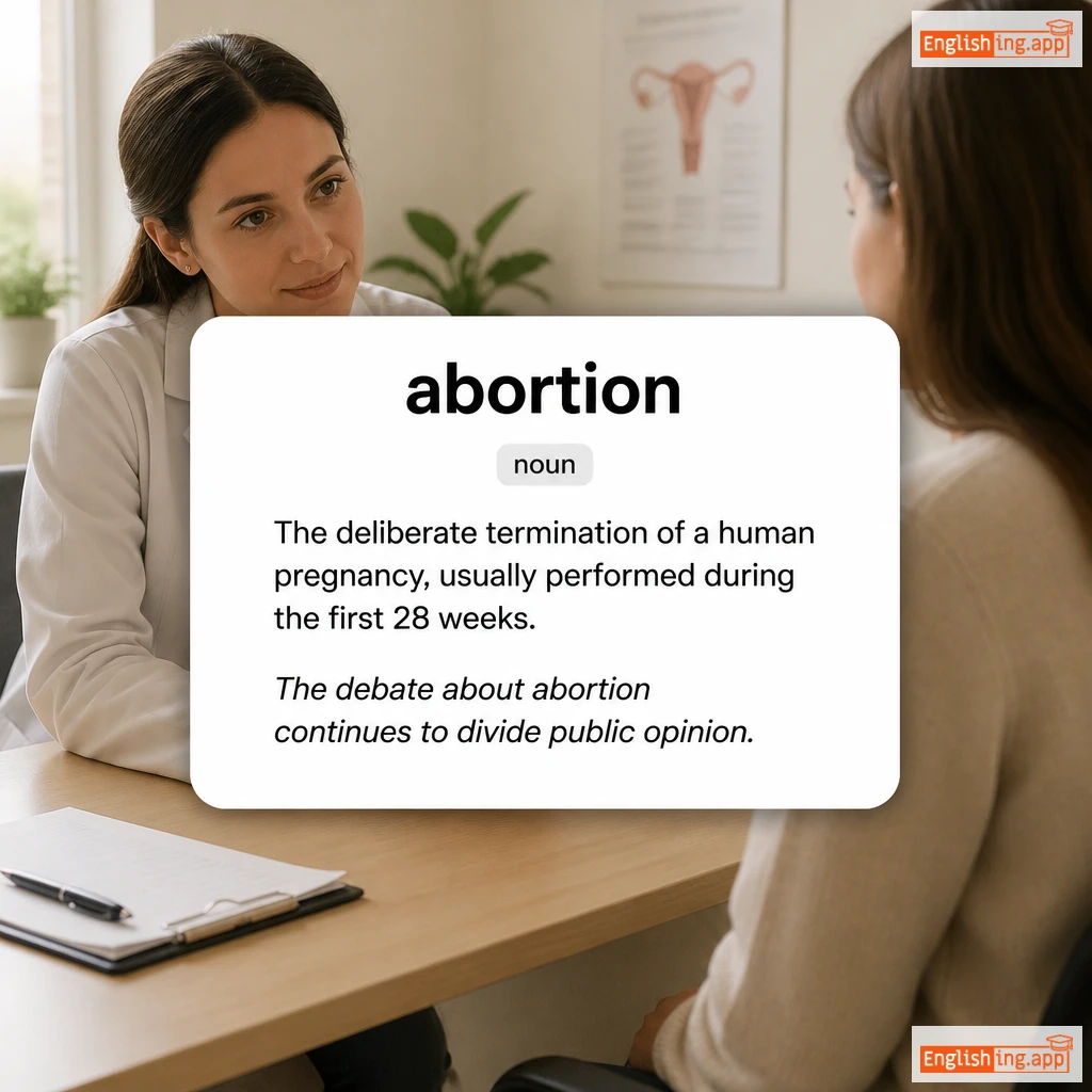 abortion definition card — visual illustration of the meaning