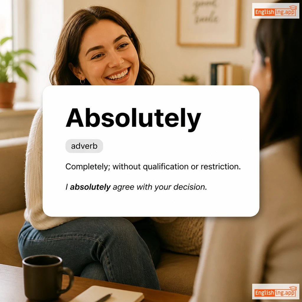 Absolutely definition card — visual illustration of the meaning
