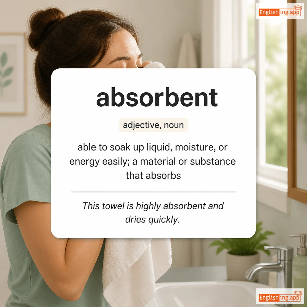 absorbent definition card — visual illustration of the meaning