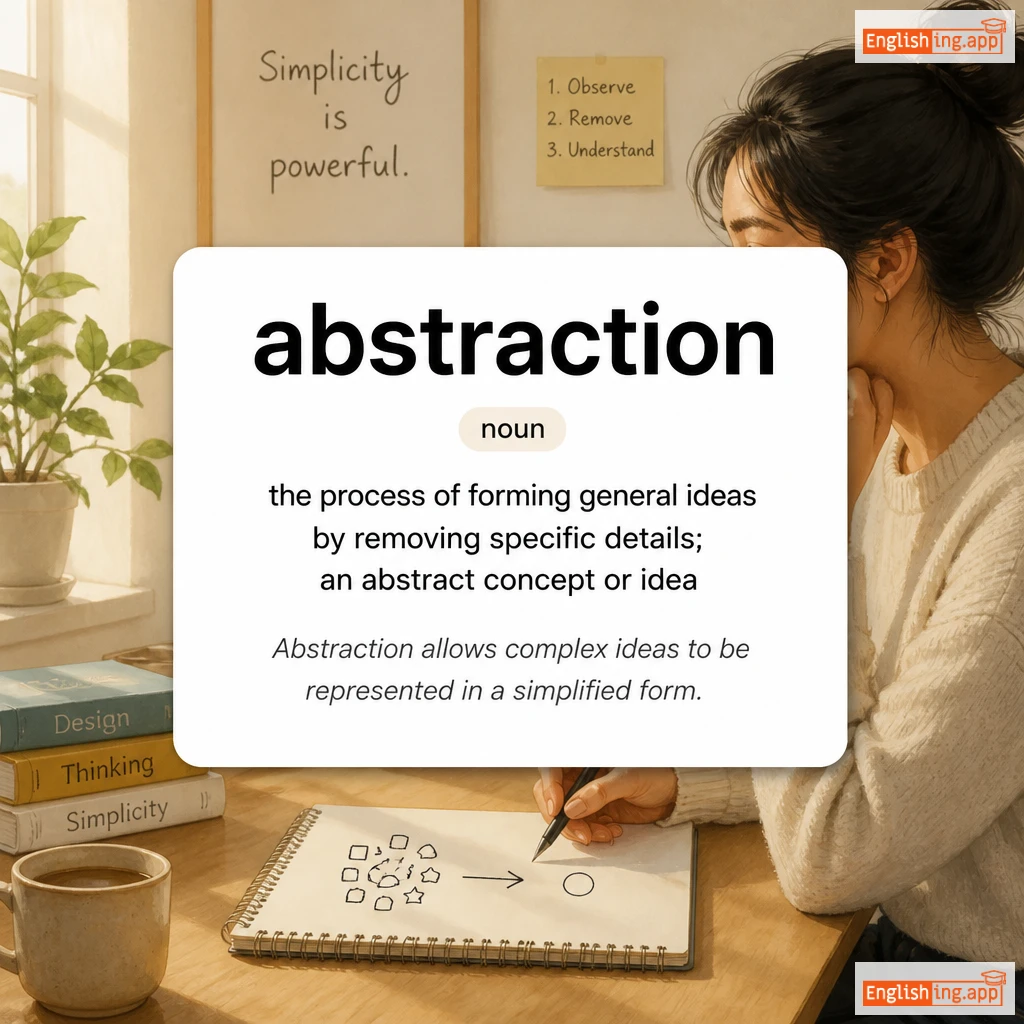 abstraction definition card — visual illustration of the meaning