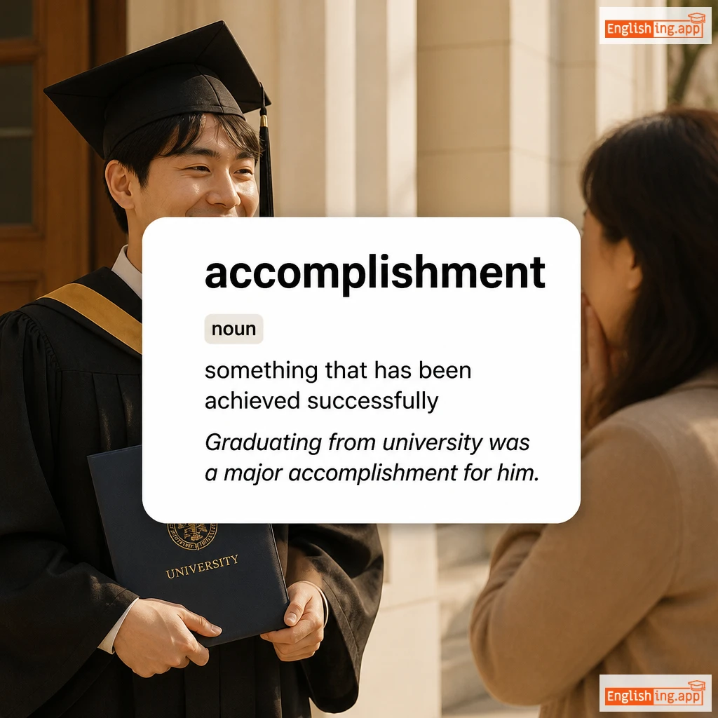 accomplishment definition card — visual illustration of the meaning