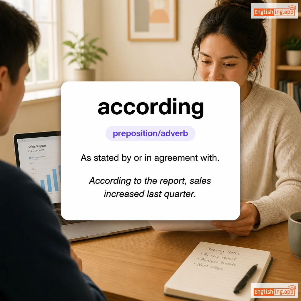 according definition card — visual illustration of the meaning