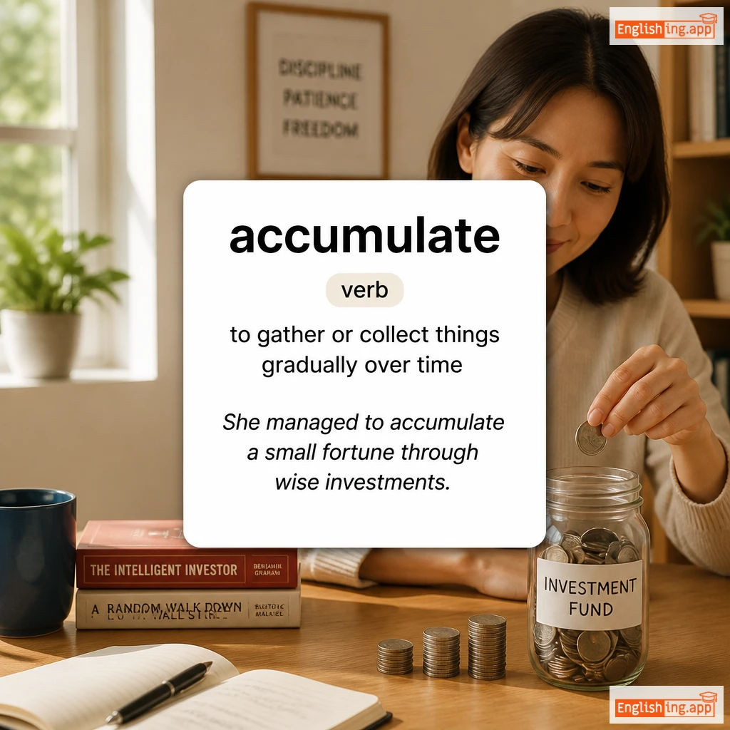 accumulate definition card — visual illustration of the meaning