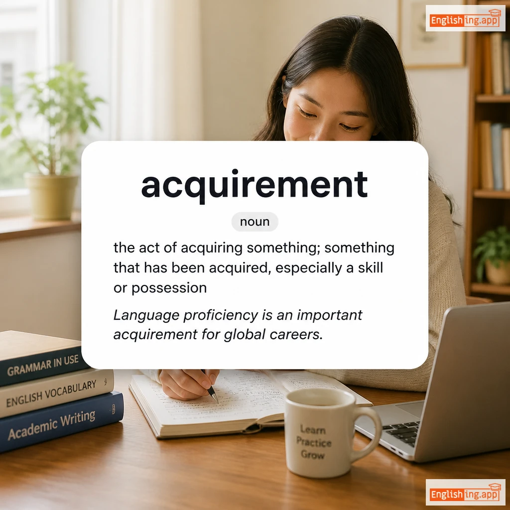 acquirement definition card — visual illustration of the meaning