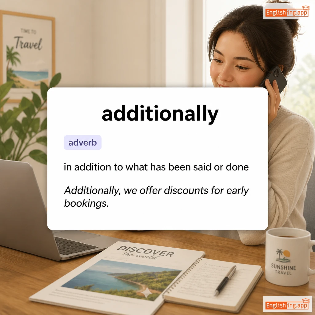 additionally definition card — visual illustration of the meaning